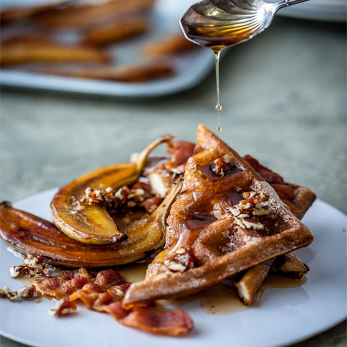 Cinnamon Waffles with Caramelised Bananas-1